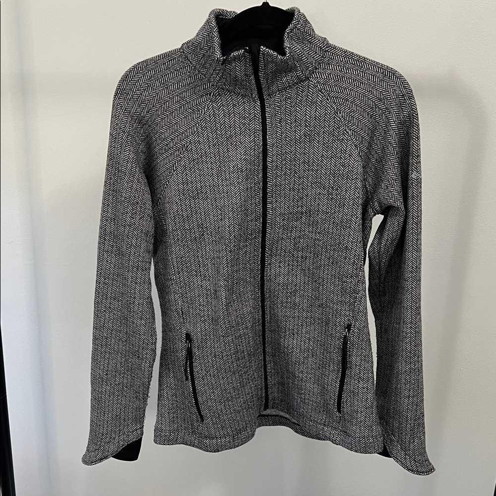 Gray Herringbone Zip-Up Jacket - image 1